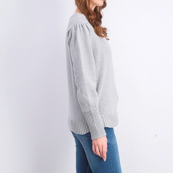 NWT STYLE & CO LIGHT GRAY HEATHER PUFFY SLEEVE SWEATER XL - Picture 4 of 8